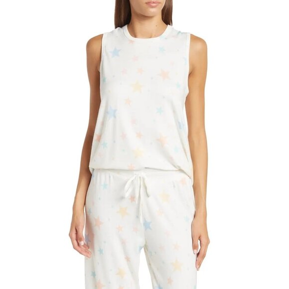 PJ Salvage Ivory Star Print Sleeveless Tank Top - Picture 2 of 3